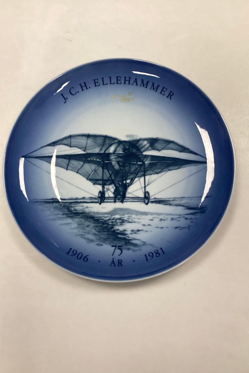 Danish Aviation Plate J.C. H. Ellehammer 1906 75 år 1981 Måler 18 cm ( 7.09 in. ) - Danam Antik