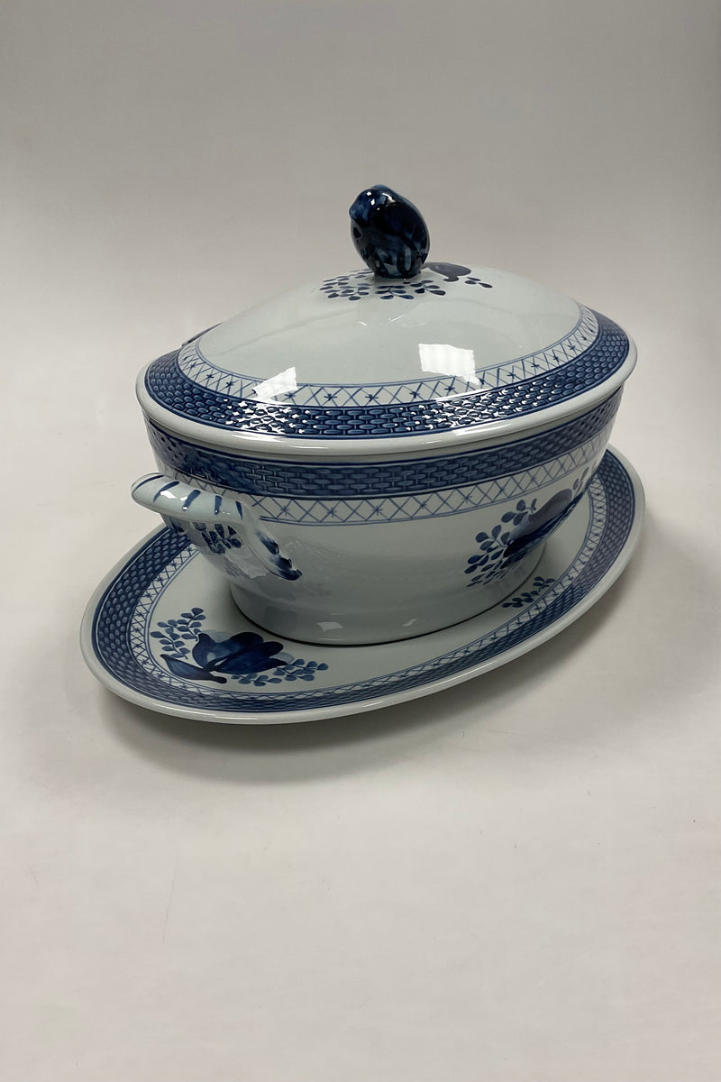 Royal Copenhagen Blå Tranquebar Oval Terrin med underfad No. 920