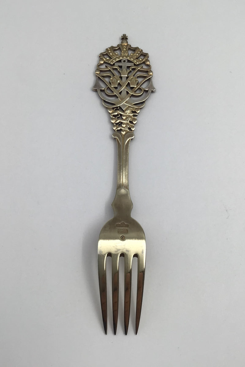 Anton Michelsen Mindegaffel Forgyldt Sterling Sølv 1935