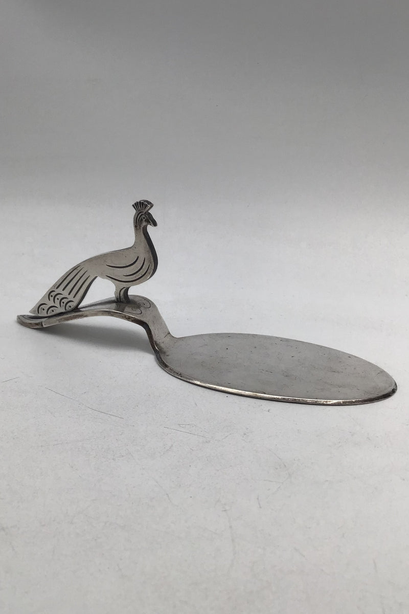 H. Willadsen-Nielsen Sølv Serveringsspade Påfugl
