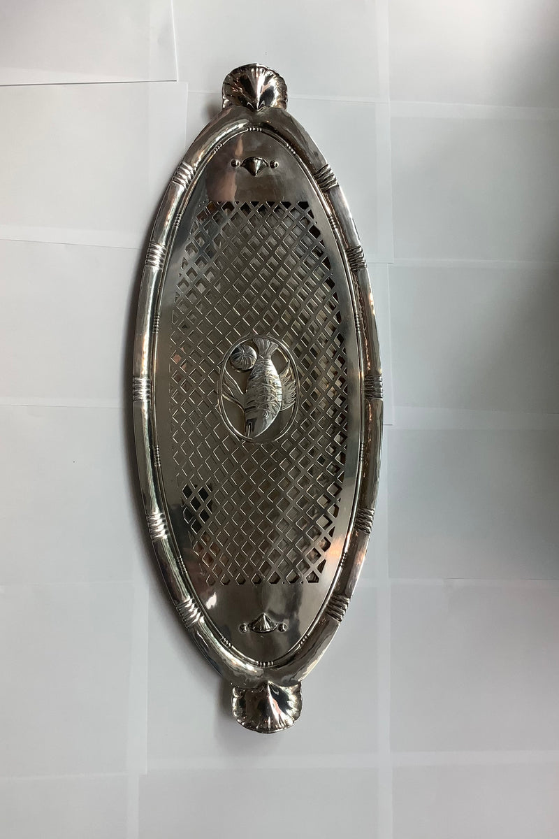 Georg Jensen Silver Fish Serving Dish with Drainer by Johan Rohde from 1920 No 335