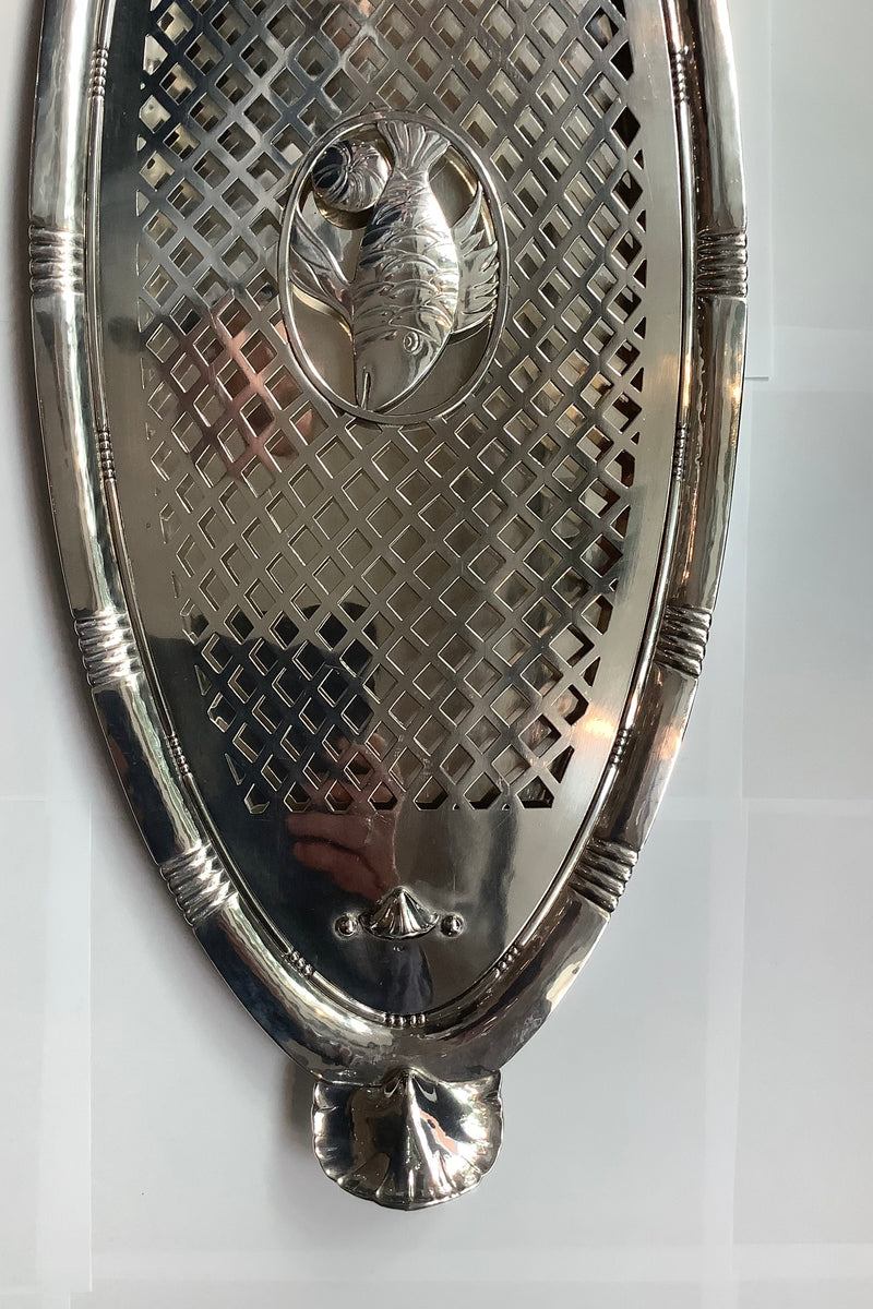 Georg Jensen Silver Fish Serving Dish with Drainer by Johan Rohde from 1920 No 335