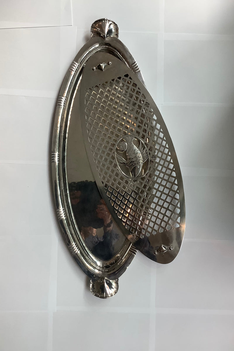 Georg Jensen Silver Fish Serving Dish with Drainer by Johan Rohde from 1920 No 335