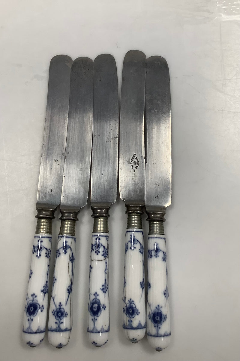 5 Royal Copenhagen Musselmalet Riflet Knive (defekte)