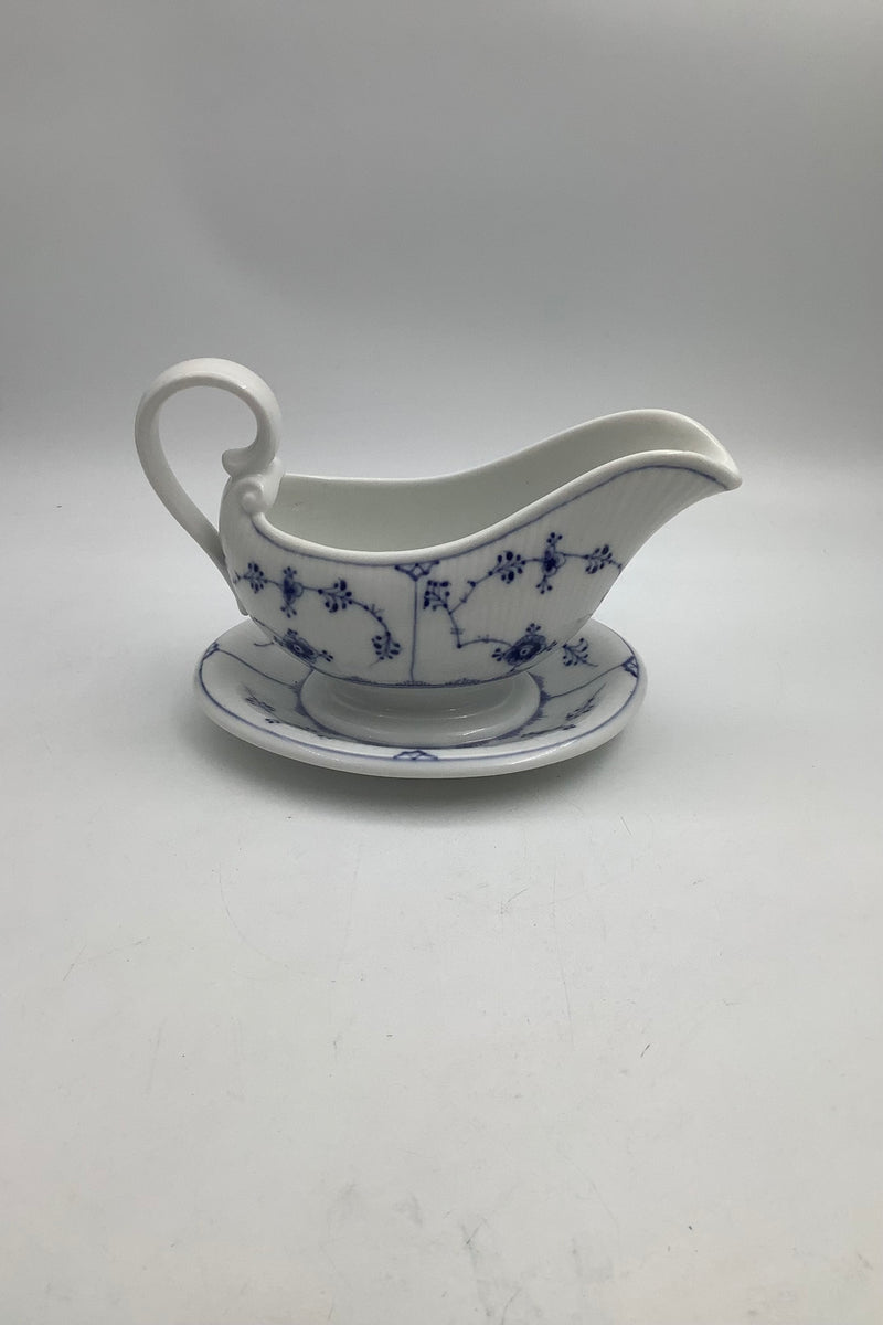 Royal Copenhagen Blue Fluted Fluted Plain Gravy Pitcher with Saucer No 200