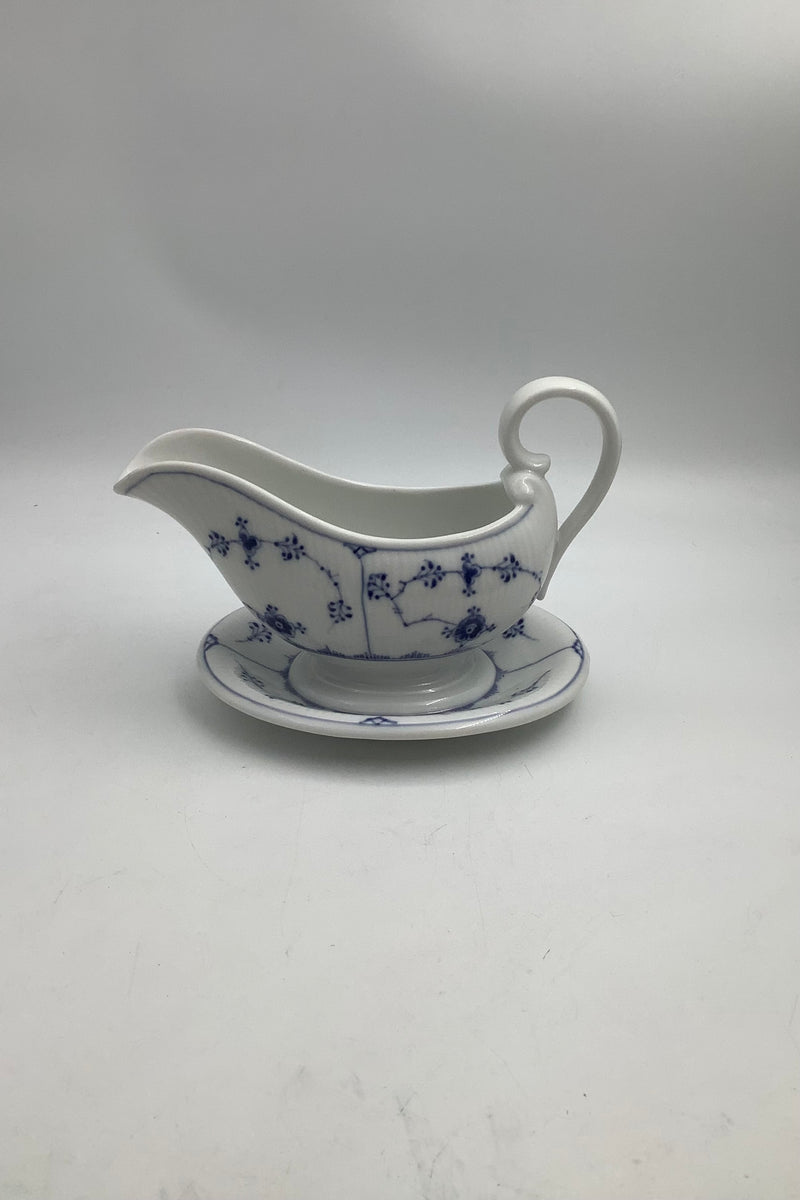 Royal Copenhagen Blue Fluted Fluted Plain Gravy Pitcher with Saucer No 200