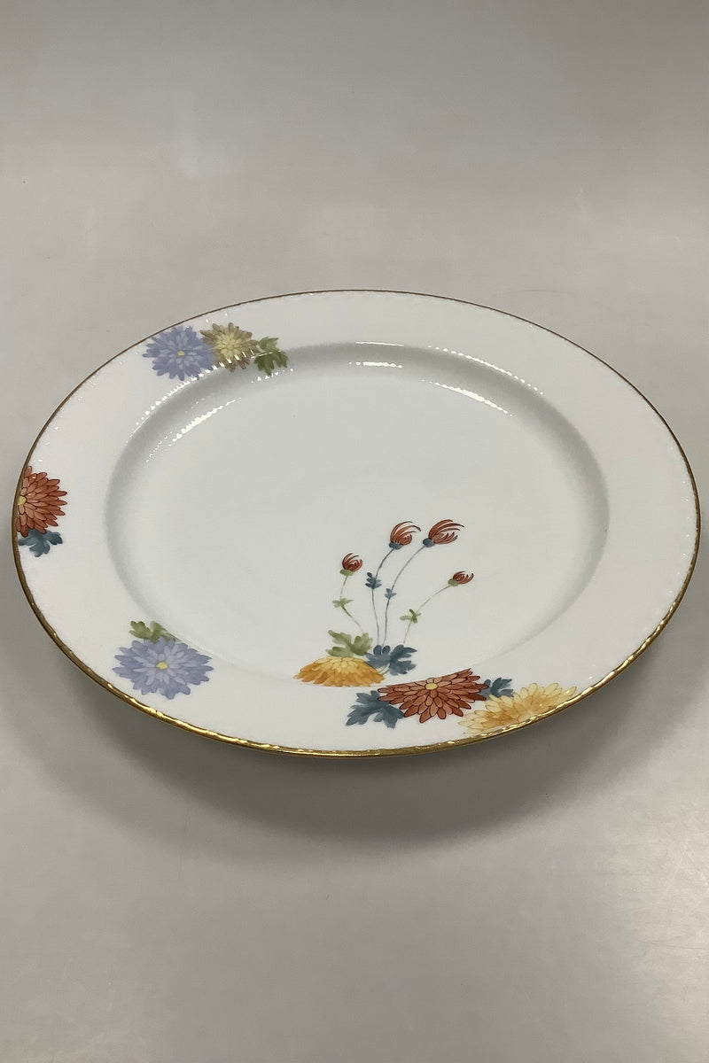 Royal Copenhagen Stel No 93 White Half Lace with Flowers and Gold Edge Round Serving Dish 35,2cm / 13.86 inch