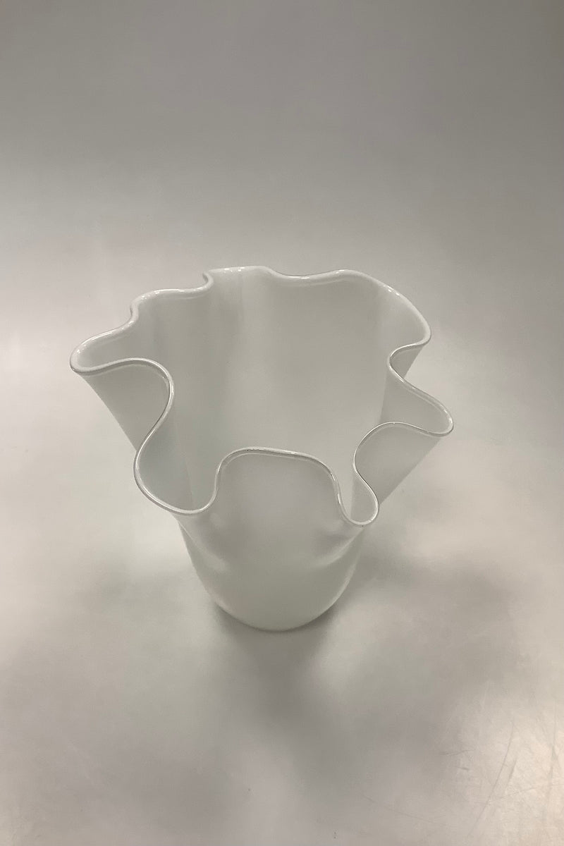 Holmegaard White Opal Vase with wavy edge