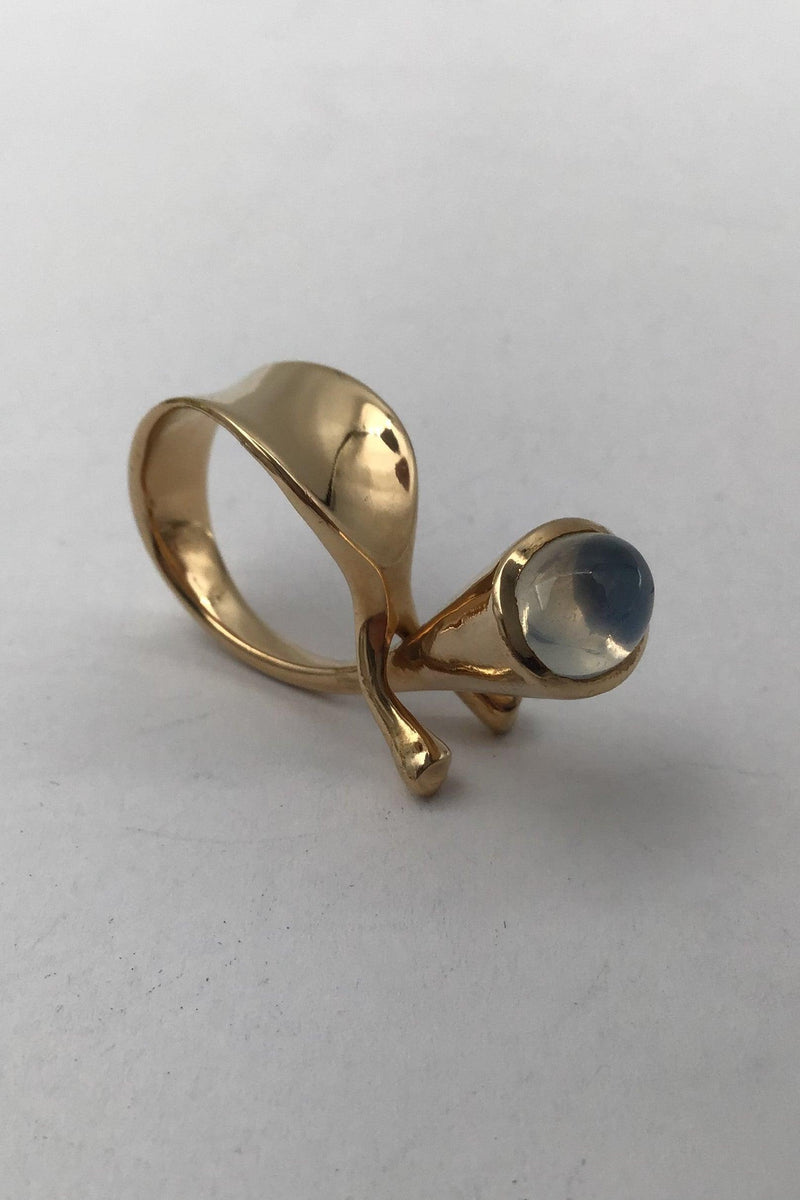 Georg Jensen 18K Guld Ring No 915 Månesten Torun - Danam Antik