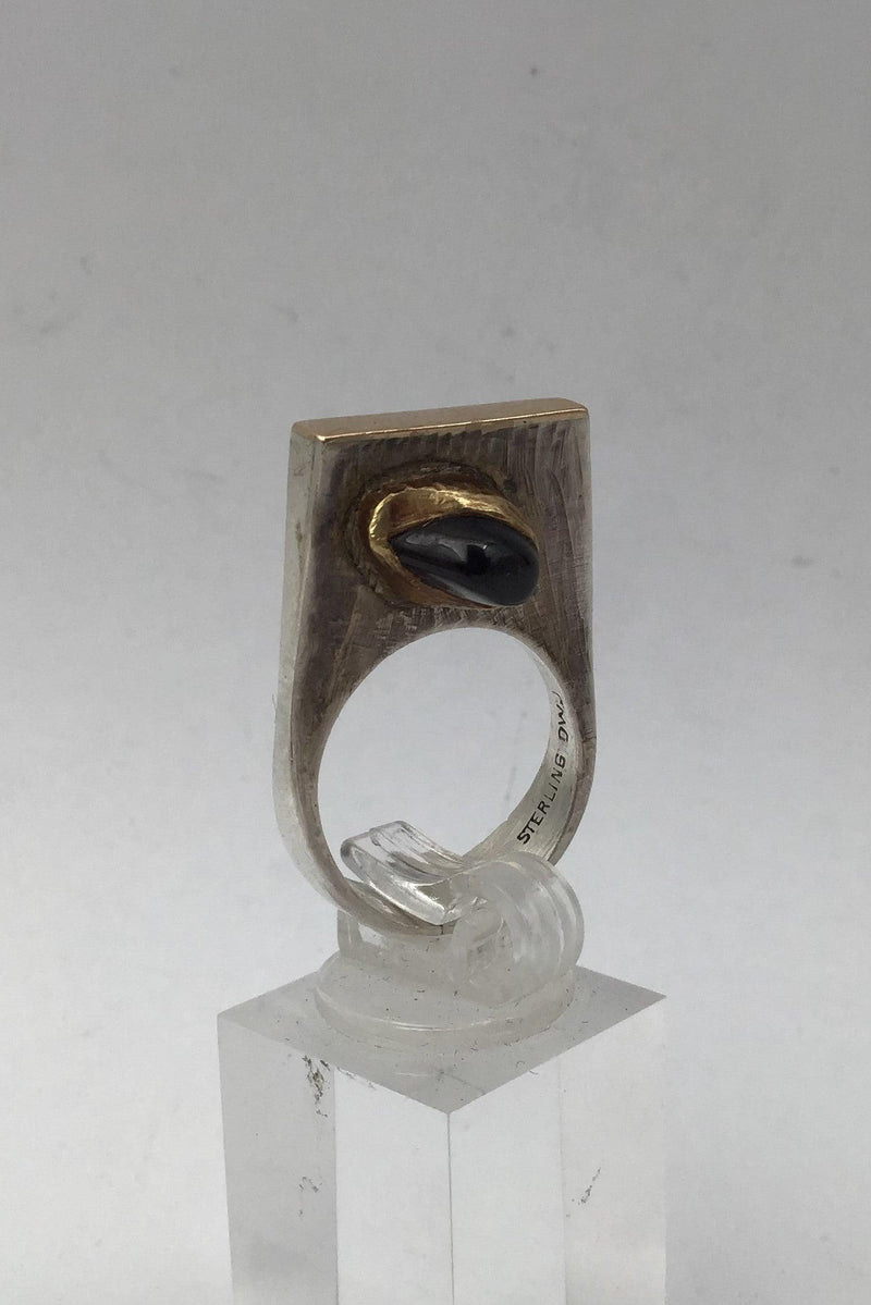Ole W. Jacobsen Sterling Sølv / Guld Ring med ædelsten - Danam Antik
