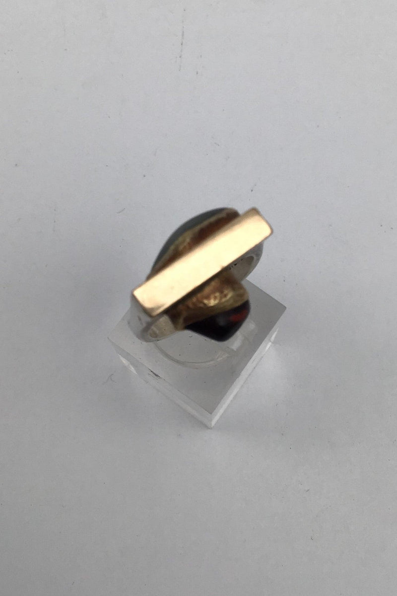 Ole W. Jacobsen Sterling Sølv / Guld Ring med ædelsten - Danam Antik