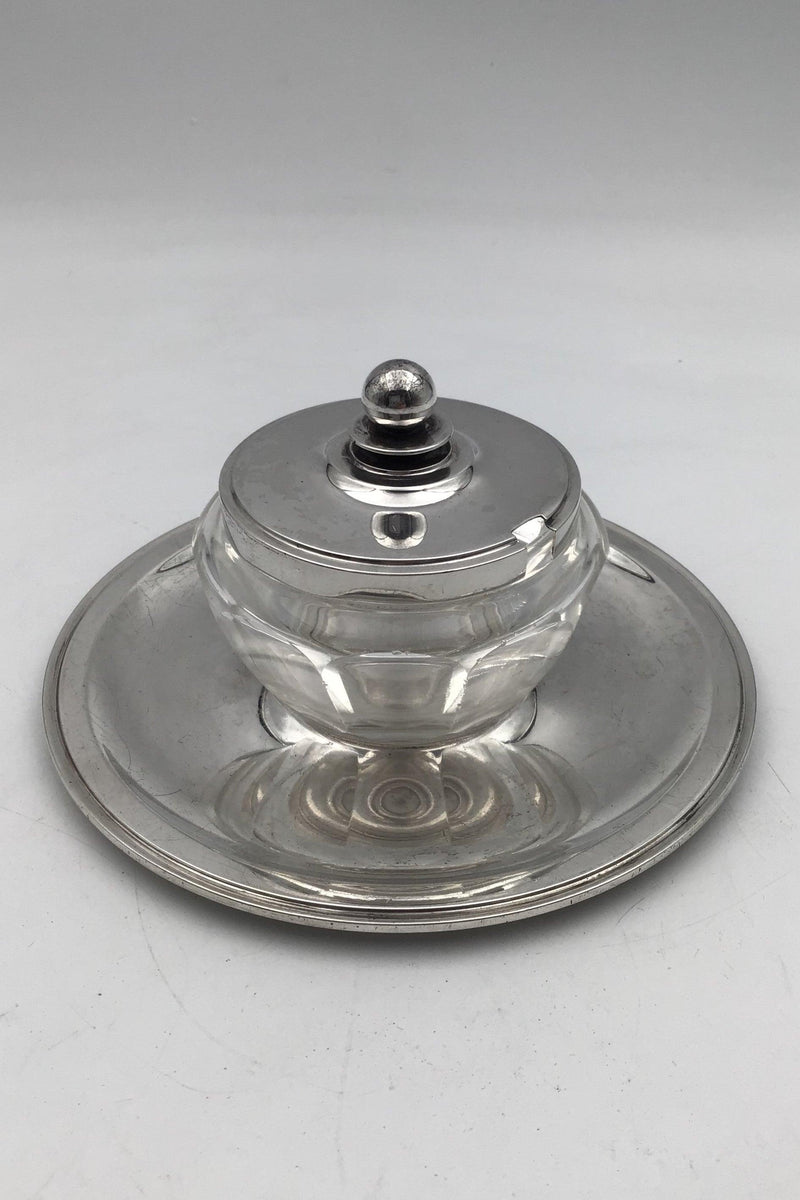 Georg Jensen Sterling Sølvlåg og Baccarat Krystal Confiture Glas samt underfad No. 600A - Danam Antik