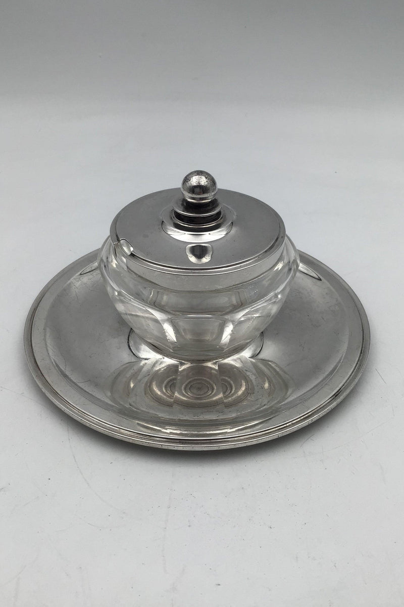 Georg Jensen Sterling Sølvlåg og Baccarat Krystal Confiture Glas samt underfad No. 600A - Danam Antik