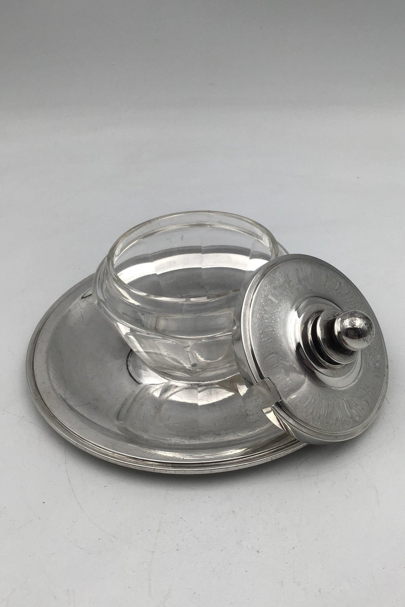 Georg Jensen Sterling Sølvlåg og Baccarat Krystal Confiture Glas samt underfad No. 600A - Danam Antik