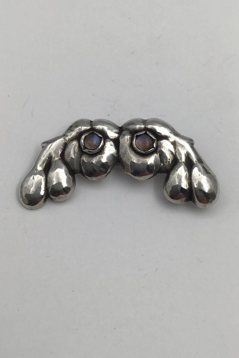 Evald Nielsen Silver Brooch (Moonstone)