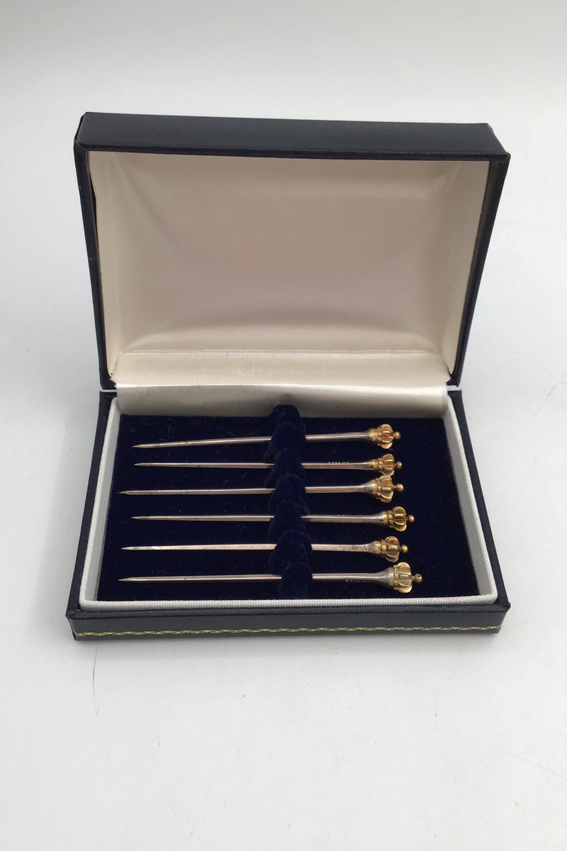 Uwe Helmuth Moltke Sterling Silver Cocktail skewers / Olive skewers Set (6)