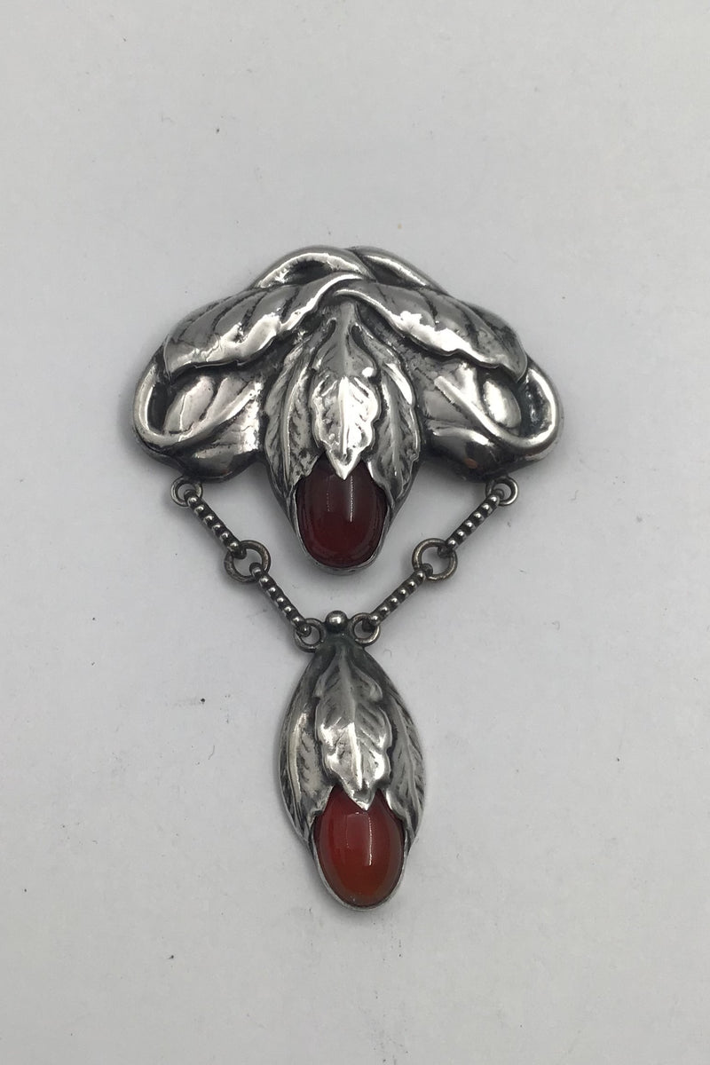 Bernhard Hertz 826 Sølv Art Nouveau Broche med Rav