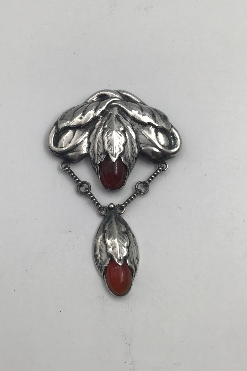 Bernhard Hertz 826 Sølv Art Nouveau Broche med Rav