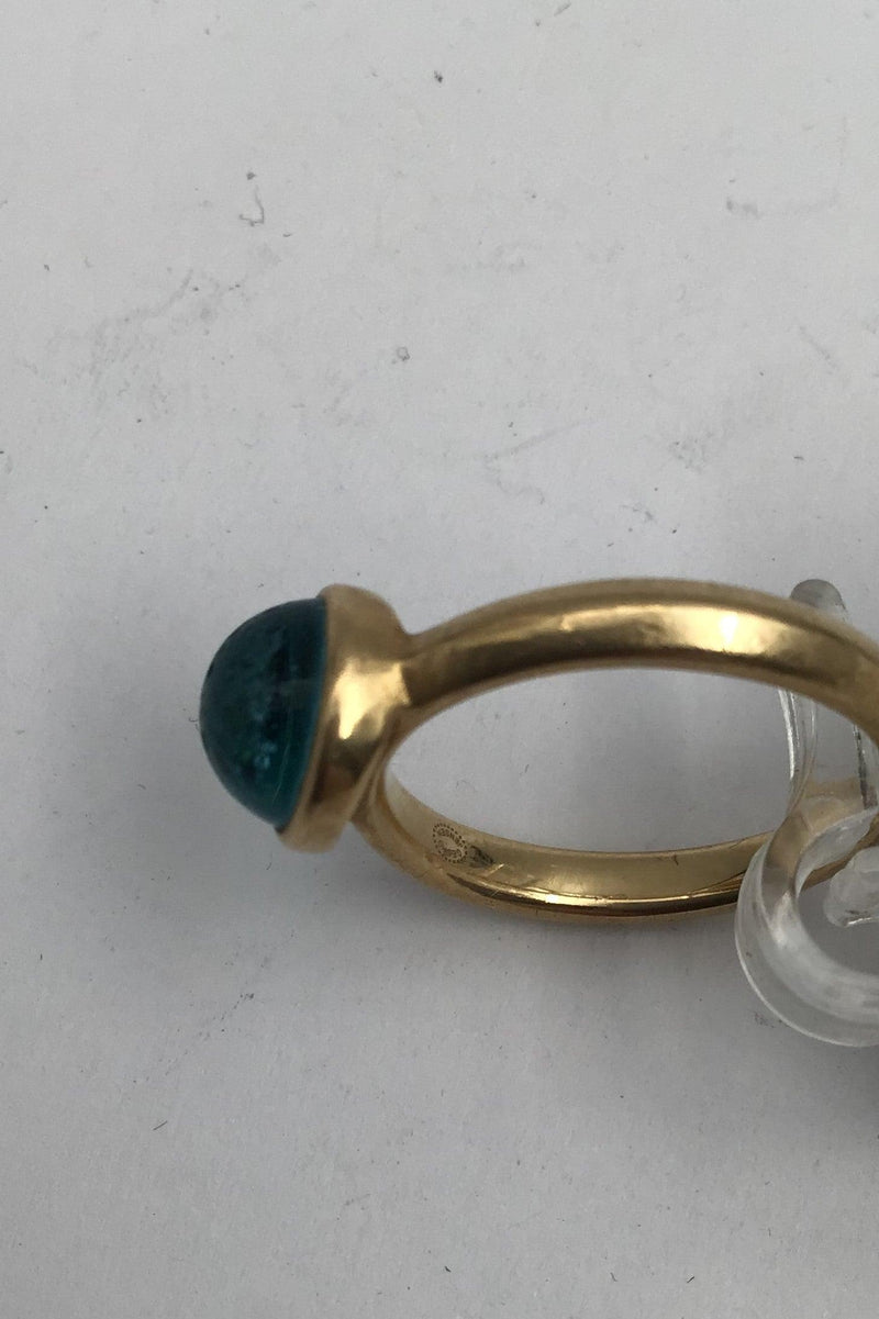 Georg Jensen 18K Guld Ring David Chu Moonrise Blå Topaz - Danam Antik