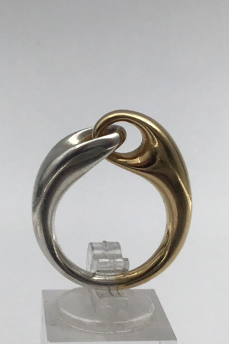 Georg Jensen Sterling Sølv / 18 K Guld Ring No. 652B (stor) Reflect - Danam Antik