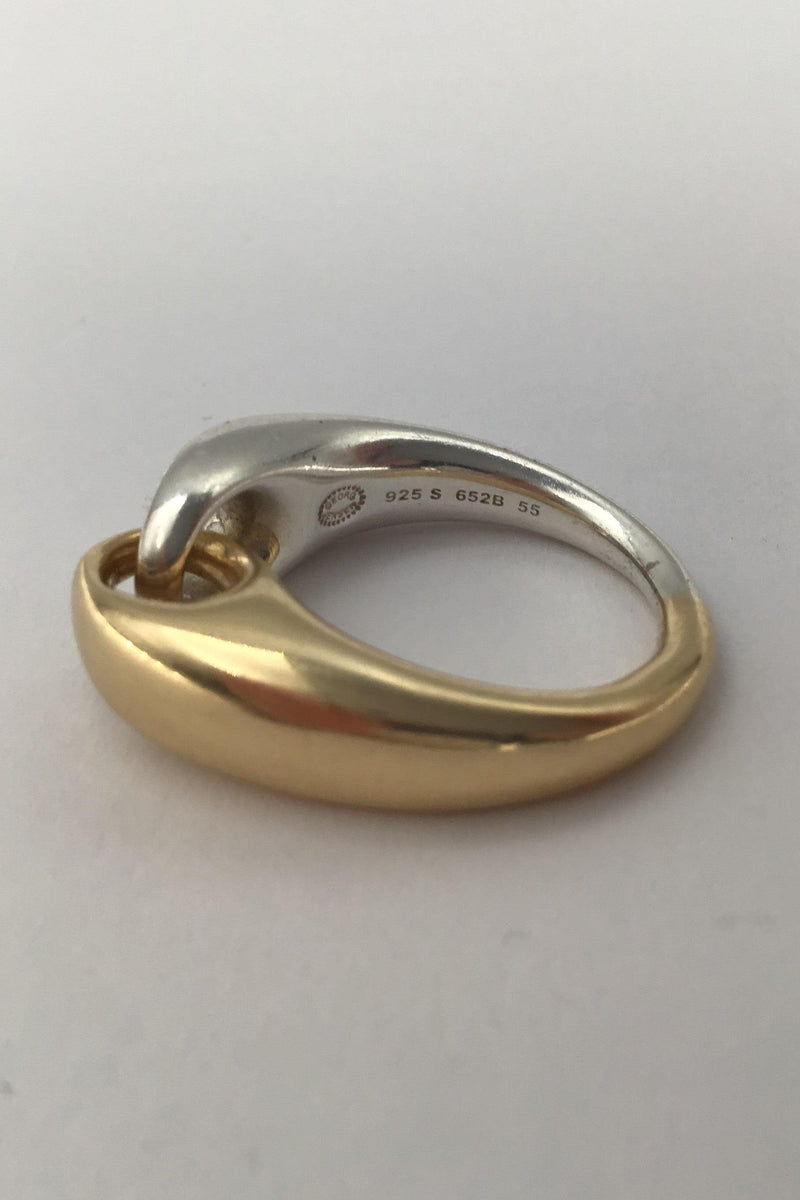 Georg Jensen Sterling Sølv / 18 K Guld Ring No. 652B (stor) Reflect - Danam Antik