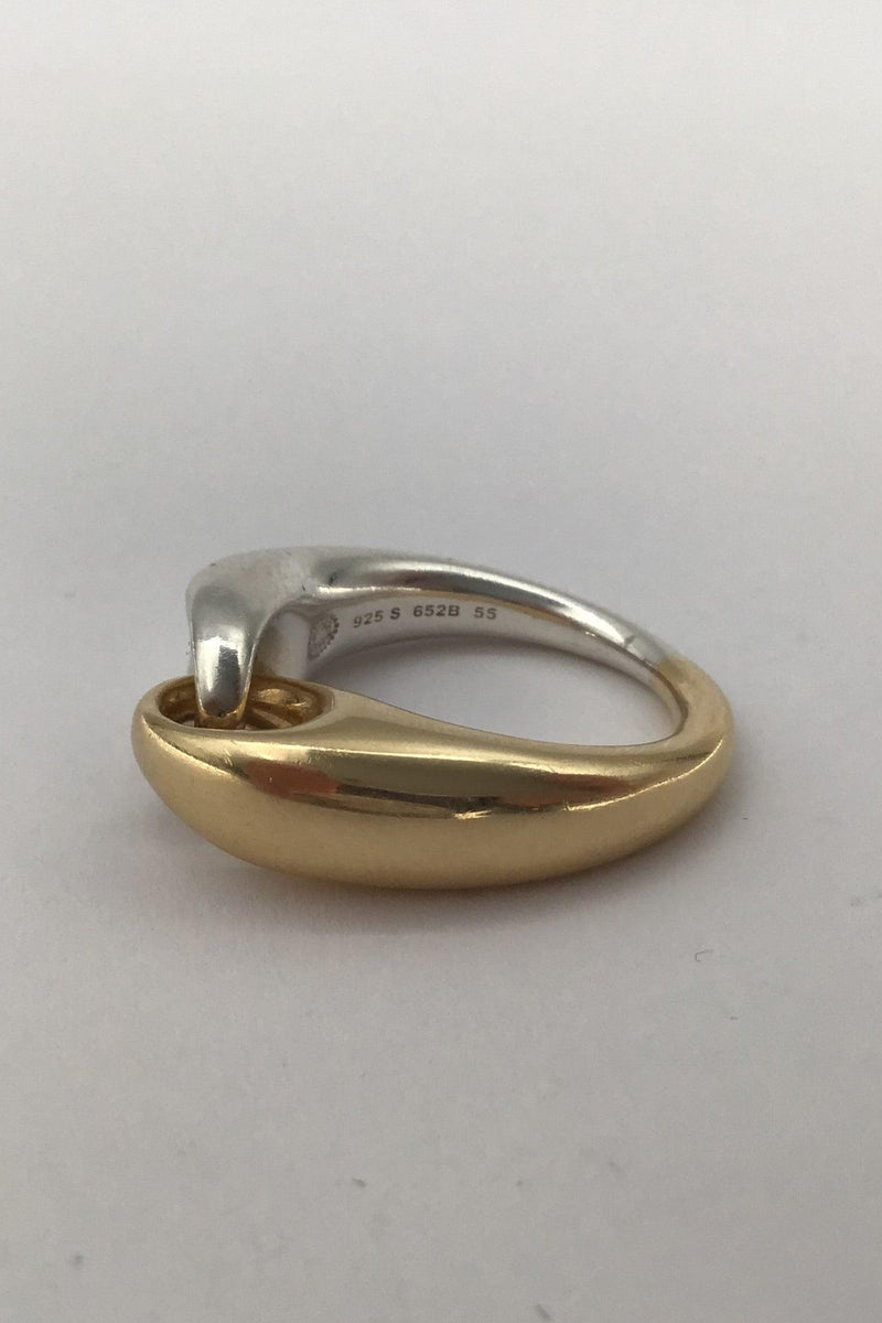 Georg Jensen Sterling Sølv / 18 K Guld Ring No. 652B (stor) Reflect - Danam Antik