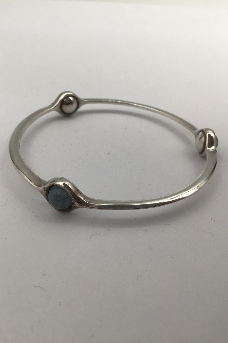 Georg Jensen Sterling Sølv Armring No. 473 Sphere Aquamarin - Danam Antik