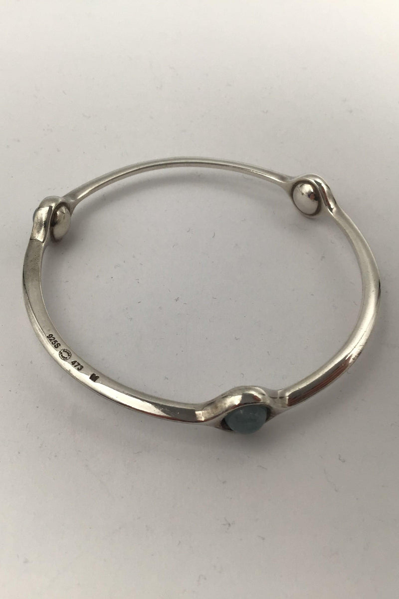 Georg Jensen Sterling Sølv Armring No. 473 Sphere Aquamarin - Danam Antik