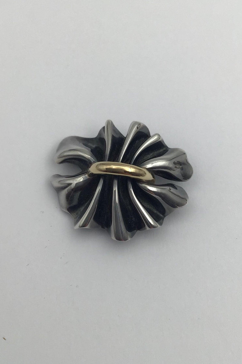 Georg Jensen Sterling Sølv / Guld Broche No 400 Lene Munthe - Danam Antik