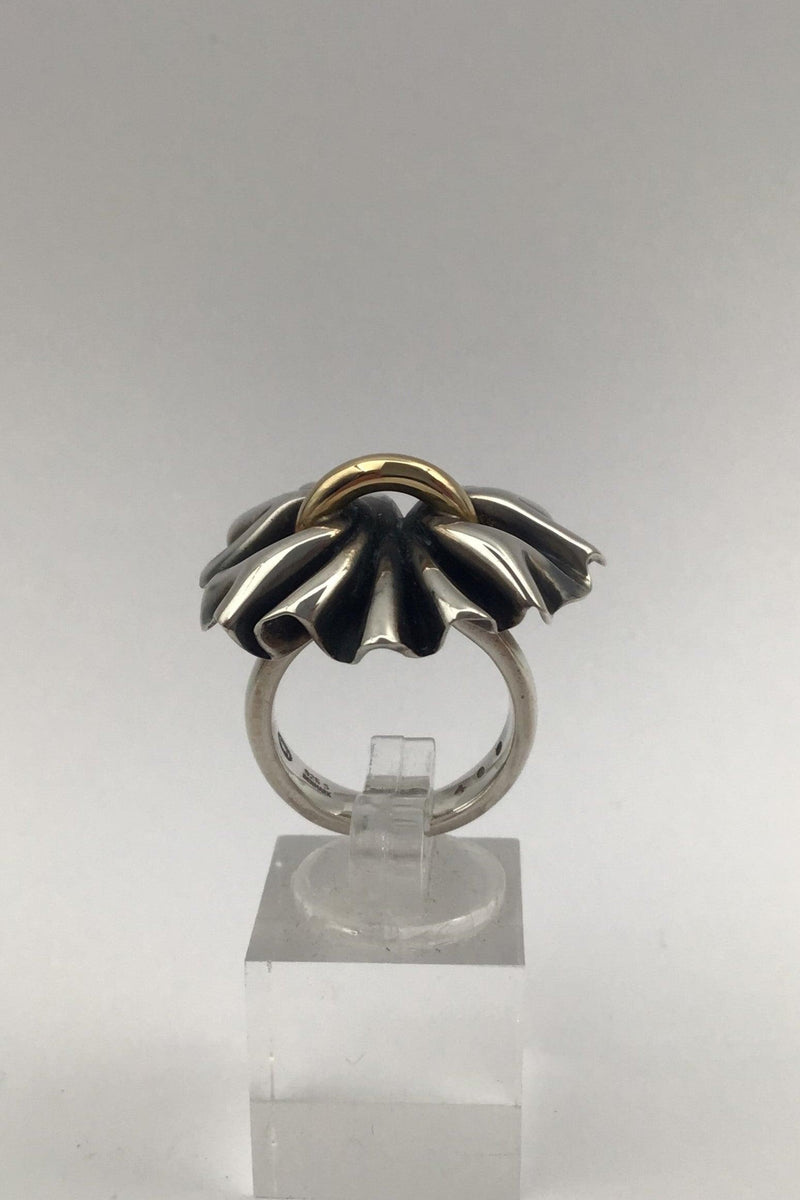 Georg Jensen Sterling Sølv / Guld Ring No. 400 Lene Munthe - Danam Antik