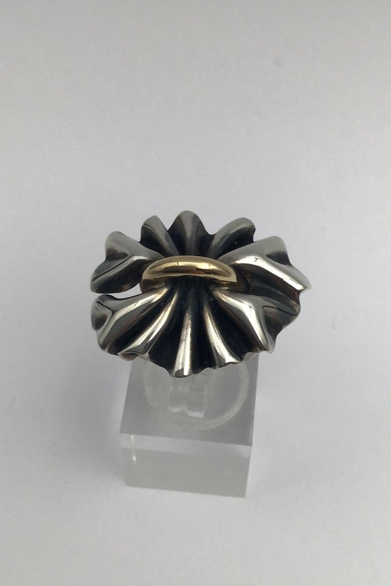 Georg Jensen Sterling Sølv / Guld Ring No. 400 Lene Munthe - Danam Antik