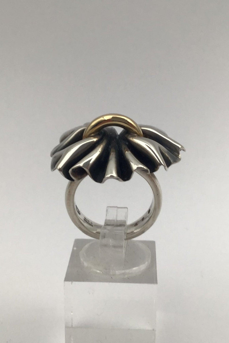 Georg Jensen Sterling Sølv / Guld Ring No. 400 Lene Munthe - Danam Antik