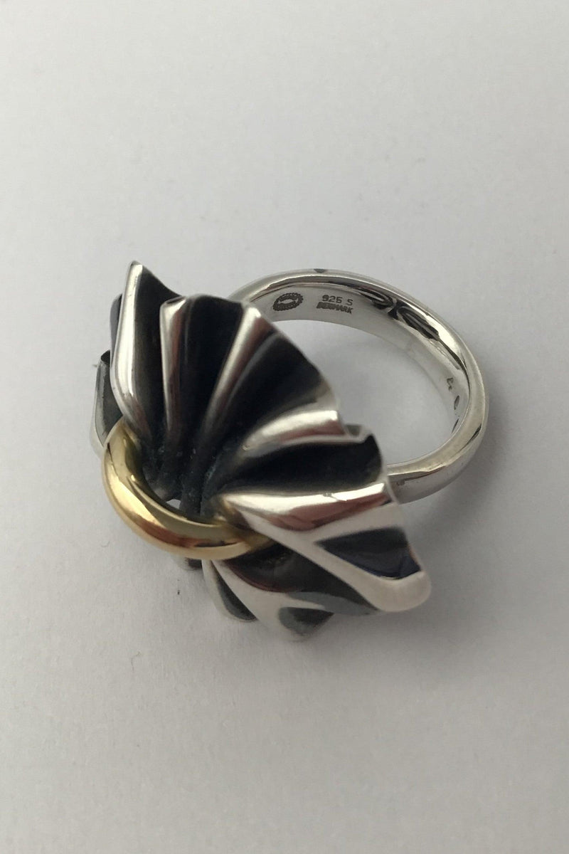 Georg Jensen Sterling Sølv / Guld Ring No. 400 Lene Munthe - Danam Antik