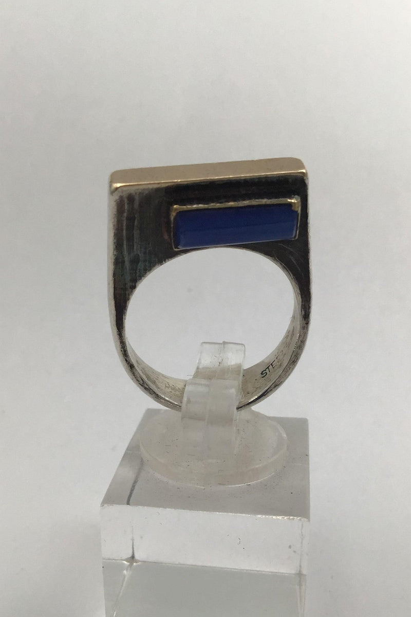 (Ole W Jacobsen) Sterling Sølv / Guld Ring med ædelsten - Danam Antik