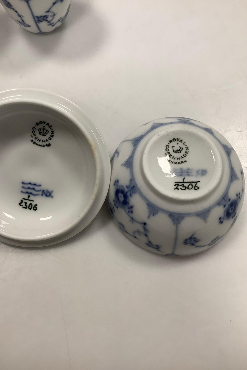 Royal Copenhagen Musselmalet Riflet Dukke Kaffesæt No 2304, 2305, 2306 og 2308 - Danam Antik