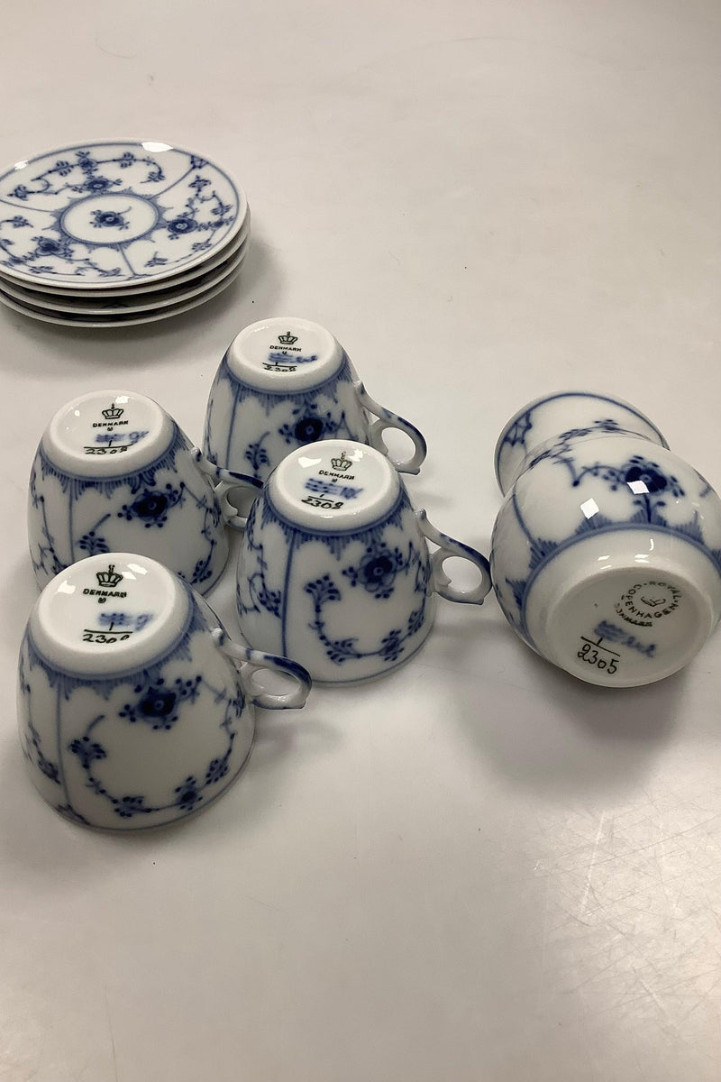 Royal Copenhagen Musselmalet Riflet Dukke Kaffesæt No 2304, 2305, 2306 og 2308 - Danam Antik