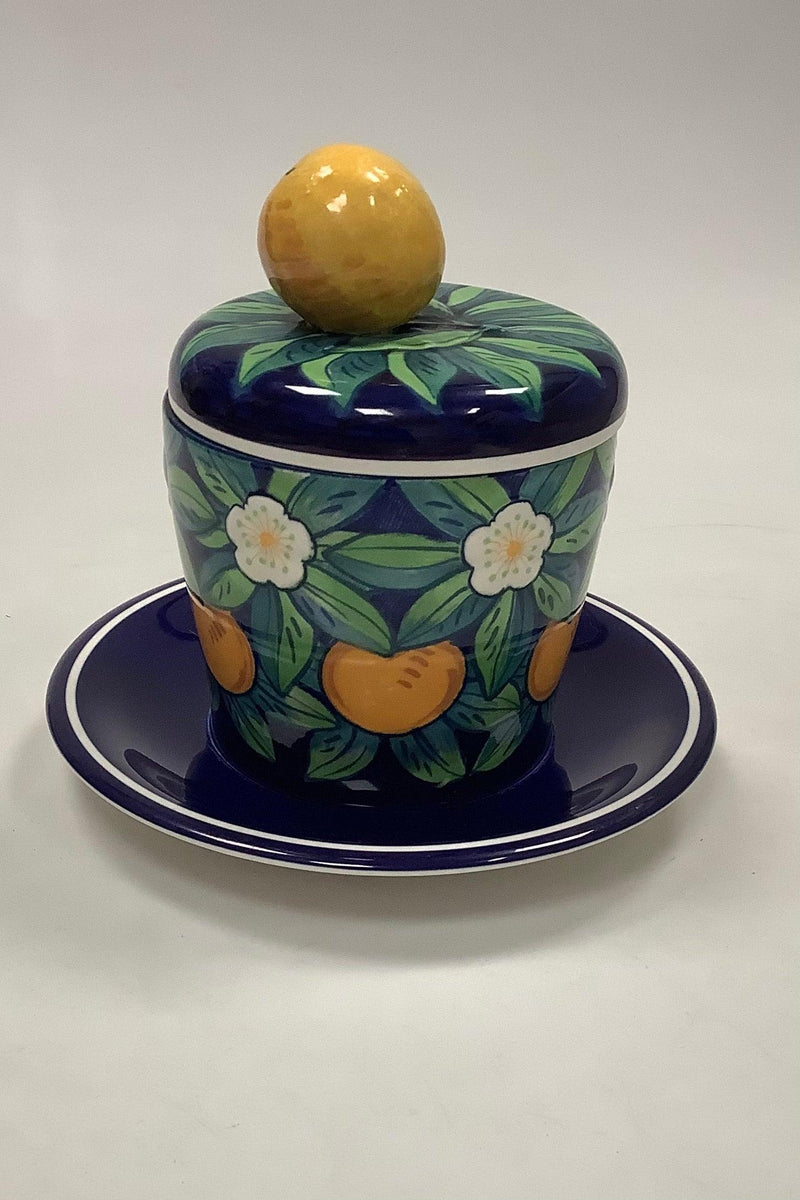 Royal Copenhagen Orange Blossom Lågkrukke med fad - Danam Antik