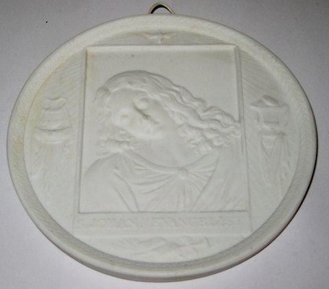 Kongelig Biscuit Platte med motiv af St. Johan Evangelist fra 1820-1850 - Danam Antik