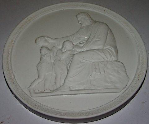 Royal Copenhagen Biscuit Platte Kristus velsigner Børnene No 112 - Danam Antik