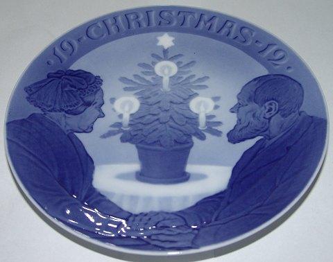 Royal Copenhagen Juleplatte fra 1912 med Engelsk Tekst "Christmas" - Danam Antik