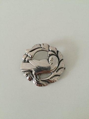 Georg Jensen Sterling Sølv Broche med due No 123 gamle stempler - Danam Antik