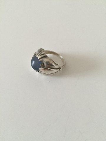 Georg Jensen Sterling Sølv Ring med lyseblå sten No 59 - Danam Antik