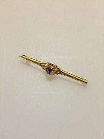 Georg Jensen 18K Guld Broche med Syntetisk Safir No 281 - Danam Antik