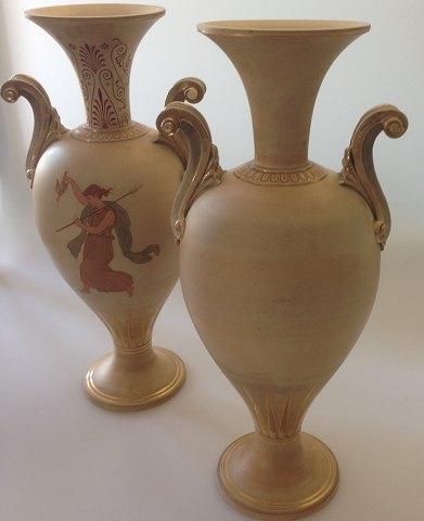 Par P. Ipsen Græske vase Store 37cm med farvede motiver - Danam Antik