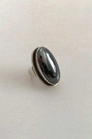 Georg Jensen Sterling Sølv Ring No 46E prydet med Hæmatit - Danam Antik