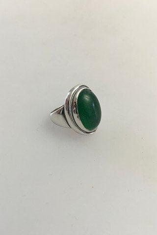 Georg Jensen Sterling Sølv Ring No 46A med Grøn Agat - Danam Antik