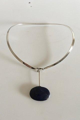 Georg Jensen Sterling Sølv Torun Halsring No 168 med Vedhæng No 133 af Lapis Lazuli - Danam Antik