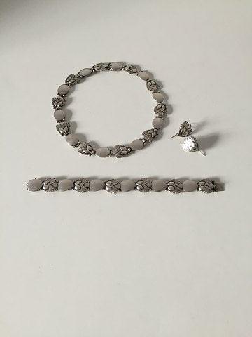 Georg Jensen Sterling Sølv Pinje Smykkesæt med halskæde, armbånd og øreringe No 94B - Danam Antik