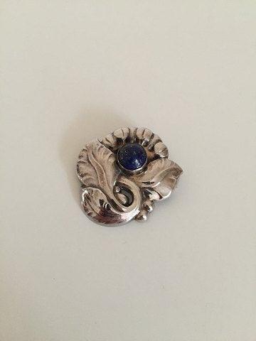 Georg Jensen Sterling Sølv Broche No 71 Prydet med Lapis Lazuli - Danam Antik