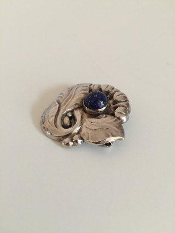 Georg Jensen Sterling Sølv Broche No 71 Prydet med Lapis Lazuli - Danam Antik